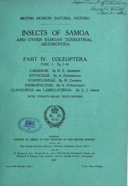 Insects of Samoa and other Samoan terrestrial arthropoda