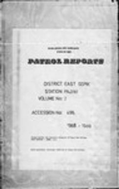 Patrol Reports. East Sepik District, Pagwi, 1965 - 1969