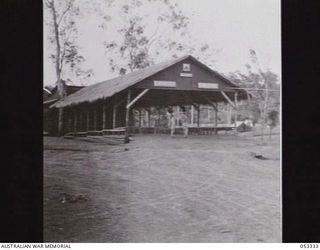 THORPEVILLE, NEW GUINEA. 1943-06-29. EWOROGO THEATRE, WITH A SEATING CAPACITY OF 1200, WAS BUILT BY MEMBERS OF THE STAFF AND CONVALESCENTS OF THE 113TH AUSTRALIAN CONVALESCENT DEPOT. THE THEATRE ..