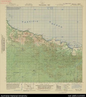 Papua New Guinea, Northeast New Guinea, Malala West, Provisional map, Sheet B55/1, 1944, 1:63 360