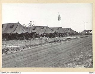 WEWAK AREA, NEW GUINEA. 1945-06-03. A GENERAL VIEW OF 104 CASUALTY CLEARING STATION SHOWING SOME OF THE WARDS AND THE ADMINISTRATIVE BUILDINGS