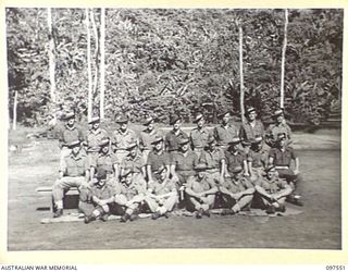 TOROKINA, BOUGAINVILLE. 1945-10-07. MEMBERS OF 10 PLATOON, B COMPANY, 24 INFANTRY BATTALION, 15 INFANTRY BRIGADE. (FOR IDENTIFICATION OF 24 NAMED PERSONNEL REFER TO PROVISIONAL CAPTION OR NAME ..