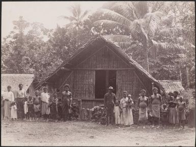 Villagers outside the church at Marata, Ulawa, Solomon Islands, 1906 / J.W. Beattie