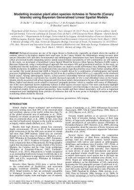 Modelling invasive plant alien species richness in Tenerife (Canary Islands) using Bayesian Generalised Linear Spatial Models