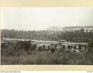 KAKAKOG, FINSCHHAFEN AREA, NEW GUINEA. 1944-03-20. FINSCHHAFEN HARBOUR VIEWED FROM KAKAKOG, AN OPERATIONAL AREA OF HEADQUARTERS, 2ND AUSTRALIAN CORPS