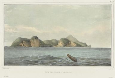Vue de l'Ile Tikopia / de Sainson pinx.; J. Arago lith