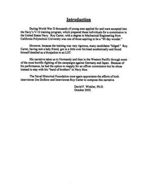 Oral History Interview with Roy Carter, September 21, 2002