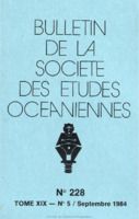 Bulletin de la Société des Études Océaniennes numéro 228