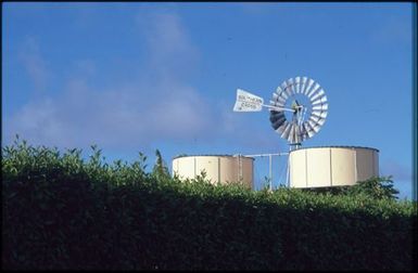 Large silos and windmill