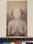 Portrait of woman with markings on face, Papua New Guinea, ca. 1890