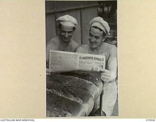 1943-06-18. NEW GUINEA. NEWSPAPERS PUBLISHED BY THE ARMY ARE ONE OF THE MOST POPULAR AMENITIES FOR THE TROOPS. IT HAS BEEN DROPPED TO UNITS IN THE MOST INACCESSIBLE AREAS. HERE ARE TWO ARMY BAKERS, ..