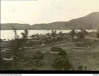 Rabaul, New Britain. 1946-04-04. A panoramic view of the Australian New Guinea Administrative Unit Asiatic Hospital with a section of the harbour in the background