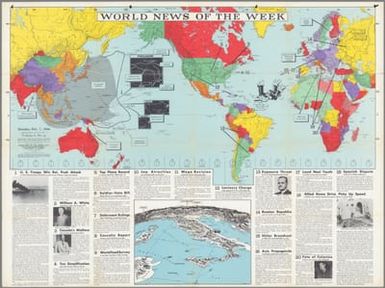 World News of the Week : Monday, Feb. 7, 1944. Covering period Jan. 28 to Feb. 3. Volume 6, No. 23. Published and copyrighted (weekly), 1944, by News Map of the Week, Inc., 1512 Orleans Street, Chicago, Illinois. Published in two sections : Section one. Lithographed in U. S. A.