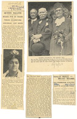 [Selection of four newsclippings about Tonga and Tongans. 1938-1939]