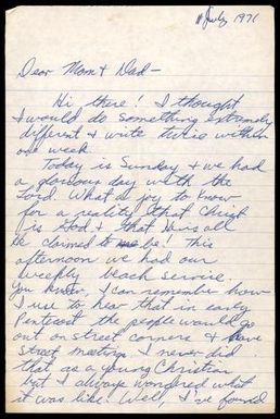 [Letter From Donald F. Baker to His Parents, July 11, 1971]