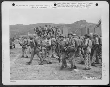 7Th Bomber Command Personnel Land At Tanapag Harbor, Saipan, Marianas Islands. 4 August 1944. (U.S. Air Force Number 63637AC)