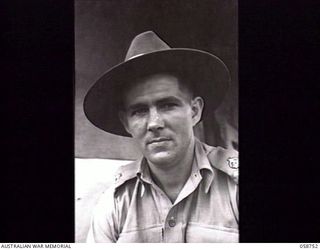 BISIATABU, NEW GUINEA. 1943-10-26. PORTRAIT OF QX53205 MAJOR H. J. JESSER, SECOND IN CHARGE, 1ST PAPUAN INFANTRY BATTALION WHO WAS AWARDED THE MILITARY CROSS