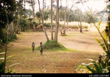 Women standing near house, Mab