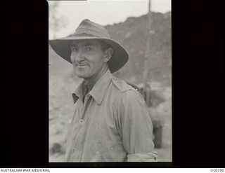 VIVIGANI, GOODENOUGH ISLAND, PAPUA NEW GUINEA. 1943-10-21. 76372 SERGEANT J. B. CARNEY OF CUNNAMULLA, QLD, WORKS SUPERVISOR OF NO. 7 MOBILE WORKS SQUADRON RAAF
