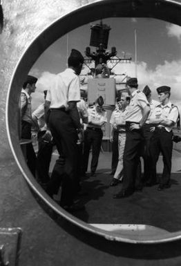US Air Force Academy cadets tour the guided missile cruiser USS WORDEN (CG 18)