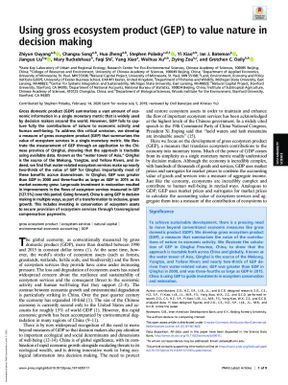 Using gross ecosystem product (GEP) to value nature in decision making