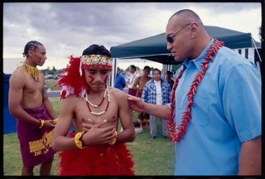 Auckland Secondary Schools Maori and Pacific Islands Cultural Festival, Manukau City. Samoan performer, De La Salle College