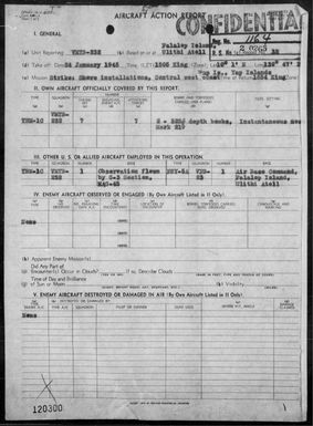 VMTB-232 - ACA rep #32 - Bombing targets in the Yap Area, Caroline on 1/24/45