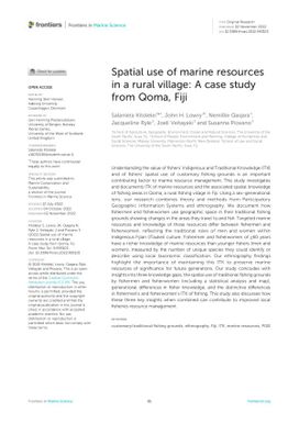Spatial Use of Marine Resources in a Rural village a case study from Qoma, Fiji.