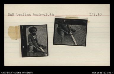 Man beating bark-cloth