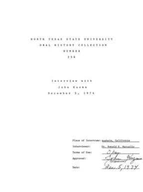 Oral History Interview with John Kuzma, December 5, 1974