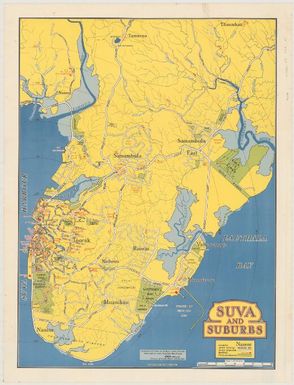 Suva and suburbs / compiled and drawn at the Department of Lands, Mines and Surveys ; cartography by Aubrey V. Guy