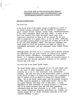 Sea-level rise in the South Pacific Region: Assessing coastal area vulnerability and determining priority areas and actions