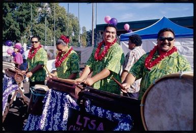 Cook Islands drumming team at the Pasifika Festival, Western Springs