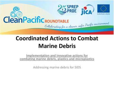 Coordinated Actions to Combat Marine Debris. Implementation and innovative actions for combating marine debris, plastics and microphysics.