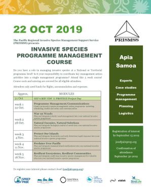 Pacific Regional Invasive Management Support Services (PRISMSS) Invasive species programme management course