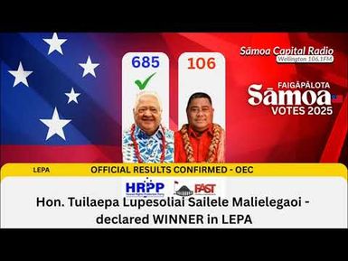 #DayThree: Official Results Update 3 - Sāmoa Capital Radio