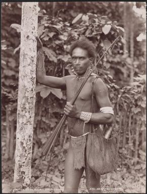 A man holding a bow and arrow, Ulawa, Solomon Islands, 1906 / J.W. Beattie