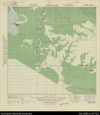Papua New Guinea, Northeast New Guinea, Omba East - overprint, Provisional map, Sheet B55/1, 1943, 1:63 360