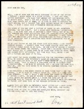 [Letter From Donald F. Baker to His Parents, October 20, 1971]