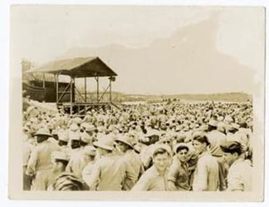 [Audience Filled with U.S. Soldiers at U.S.O. Show]