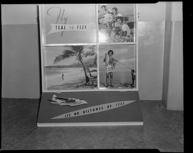 TEAL (Tasman Empire Airways Limited) display unit advertising the Pacific Islands, including Fiji