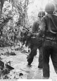 1942-01-27. PAPUA. ALLIED ADVANCE IN SANANANDA. WATER, MUD AND SLUSH ARE ALMOST THE ALLIED TROOPS INSEPARABLE COMPANION IN PAPUA. FOR WEEKS THE ALLIES HAVE BEEN ADVANCING, SOMETIMES UP TO THEIR ..