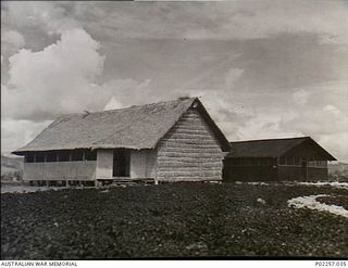 Garoka, New Guinea, 1945-11. The Officers' Mess at the RAAF Aircrew Rest Camp known as 'Lamana', meaning 'Eternal Springs', which is located in the highlands at an altitude of 5,000 feet. The mess ..