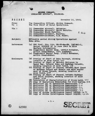 COMAIR, SOLOMON ISLANDS - Offensive Aerial Mining Ops against Buka Area, 11/16/43