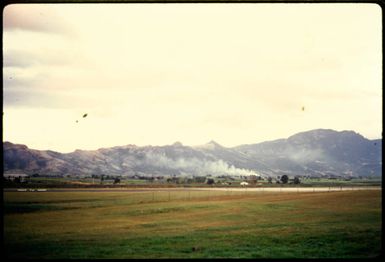 Smoke from the sugar cane fields, Nadi, 1971