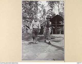 RABAUL, NEW BRITAIN. 1945-11-15. AN IDENTIFICATION PARADE OF SUSPECTED JAPANESE WAR CRIMINALS WAS ARRANGED BY THE WAR CRIMES COMMISSION, AT HEADQUARTERS 11 DIVISION. SHOWN, A JAPANESE SOLDIER BEING ..