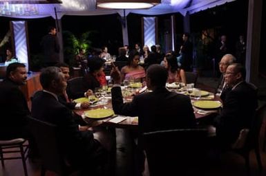 Barack Obama and Michelle Obama attend the Leaders Dinner at the APEC summit in Honolulu, Hawaii, November 12, 2011