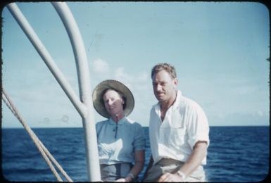 Dr Terry Spencer and Margaret Spencer : En route to Mapamoiwa, Fergusson Island, D'Entrecasteaux Islands, Papua New Guinea, 1956-1959 / Terence and Margaret Spencer