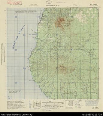 Papua New Guinea, New Britain, Mt Tangi, Provisional map, Sheet B55/7, 1943, 1:63 360