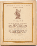 Program: Festival Arnold Schoenberg presented by the Associacio de música "da camera" de Barcelona. Palau de la música catalana, Barcelona